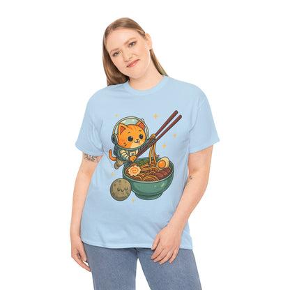 Cute Cat Astronaut Tee, Unisex Cotton Shirt, Fun Graphic Tee for Cat Lovers, Gift for Birthdays, Cozy Casual Wear