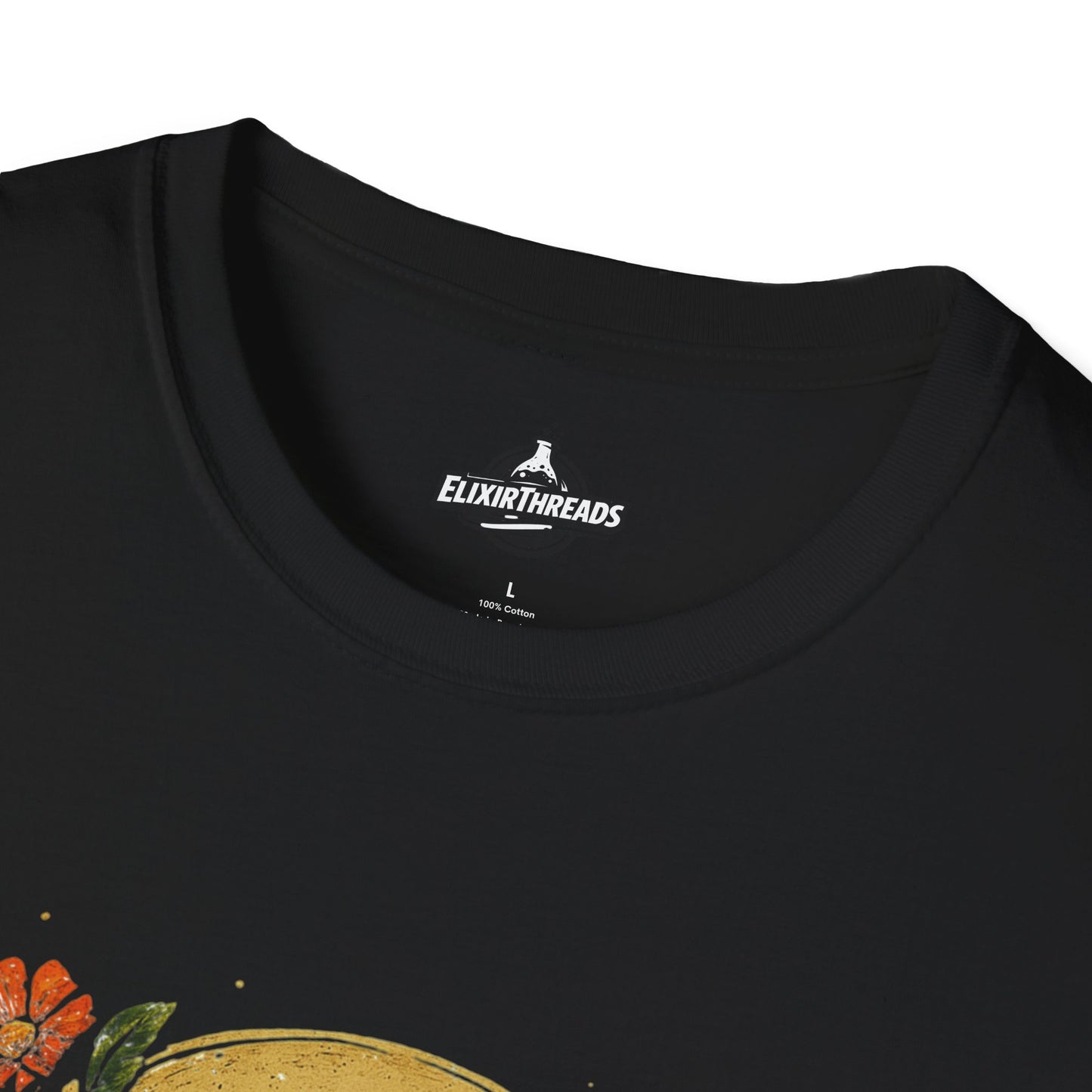 Floral Skull Unisex Softstyle T-Shirt | Edgy Graphic Tee for Festivals, Halloween & Everyday Wear, Boho Clothing, Unique Gift Idea