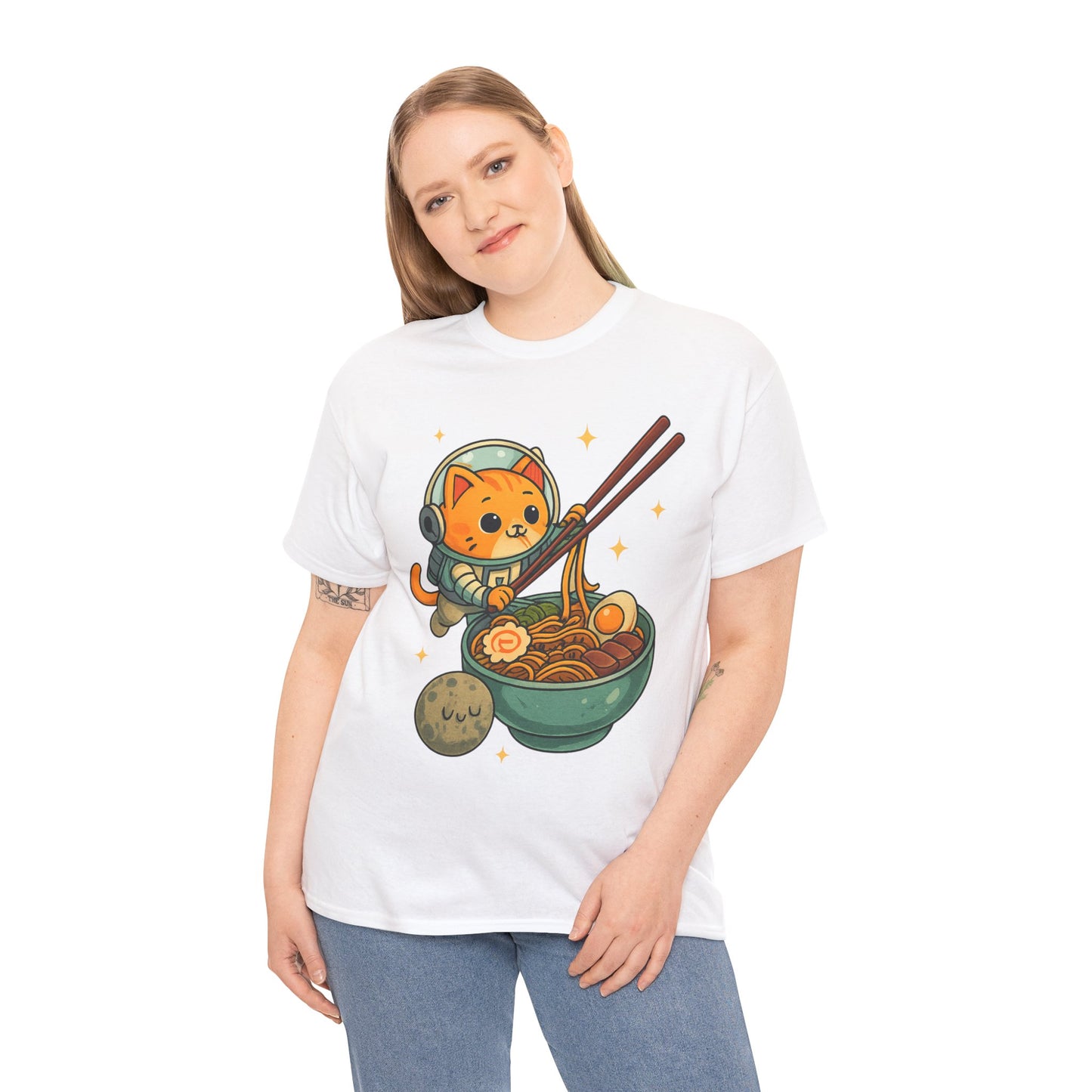Cute Cat Astronaut Tee, Unisex Cotton Shirt, Fun Graphic Tee for Cat Lovers, Gift for Birthdays, Cozy Casual Wear