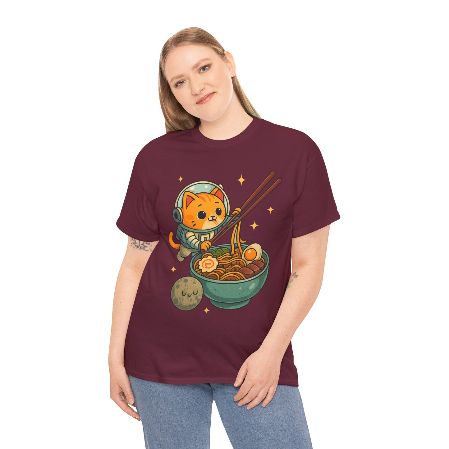Cute Cat Astronaut Tee, Unisex Cotton Shirt, Fun Graphic Tee for Cat Lovers, Gift for Birthdays, Cozy Casual Wear